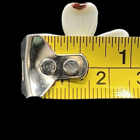 Vintage Jewelry Set Clip-on Earrings Straight Lapel Pin Porcelain Flowers - Picture 5 of 11